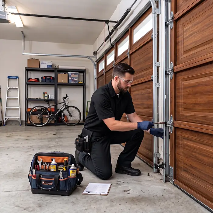 Off-track garage door repair and alignment service in Atascocita TX